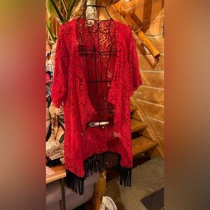 Red lace fringe duster!